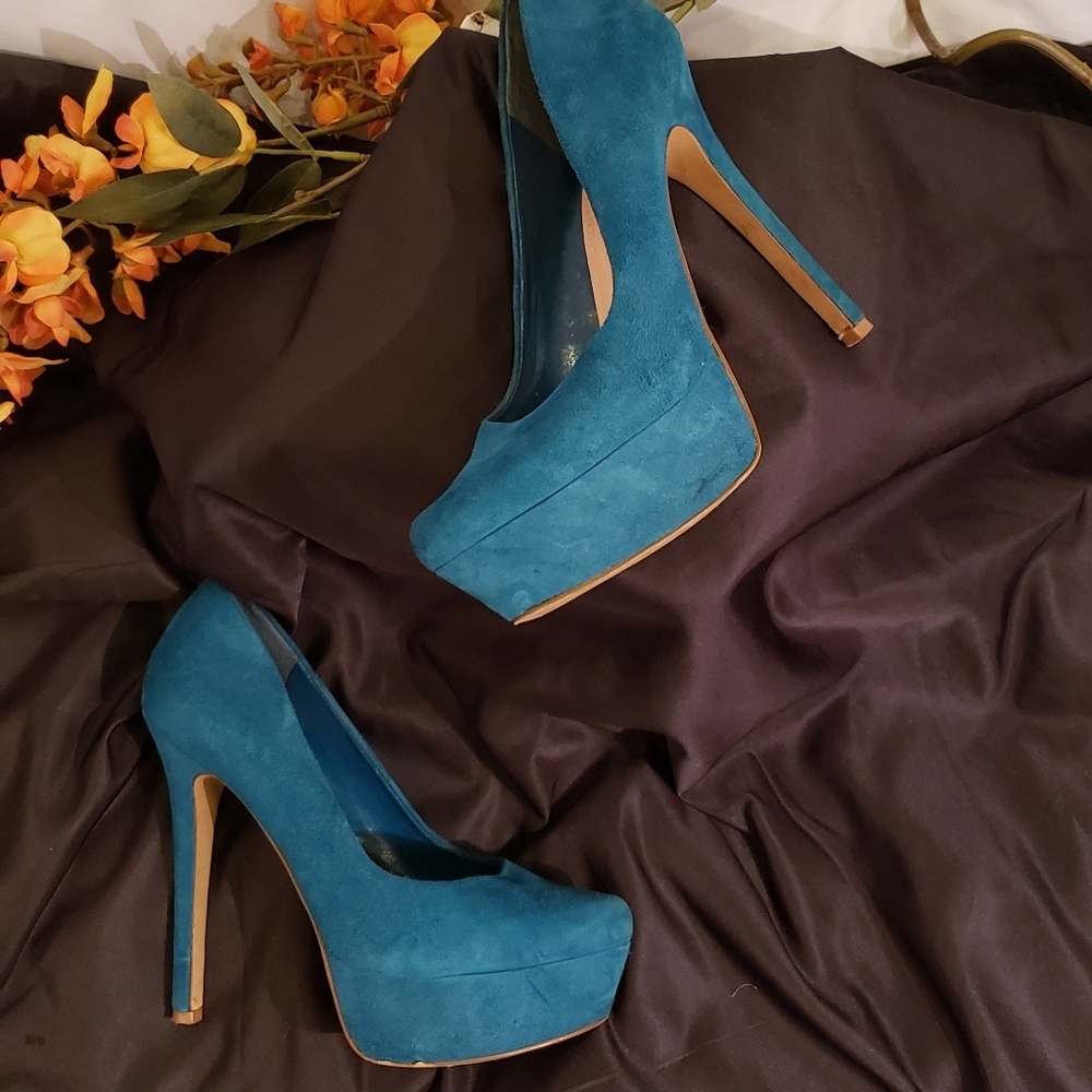 Teal Jessica Simpson Suede Stilettos Size 7.5